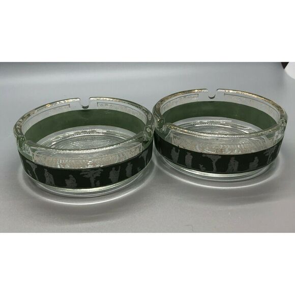 Vintage Glass Ashtray with Greek "Hellenic" Design Set of 2 - Picture 6 of 9